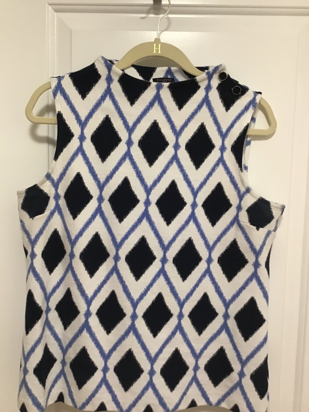 Talbots Sleeveless Top in Blue Geometric Design - Size MP